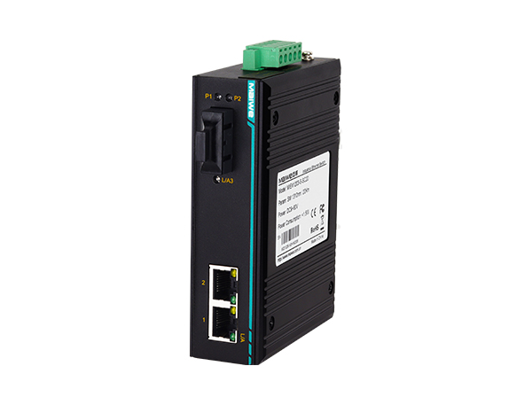 邁威通信MIEN1203-F 1百兆光2百兆電卡軌式工業以太網光纖收發器